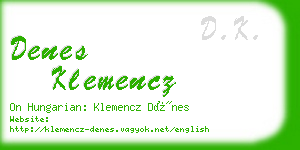 denes klemencz business card